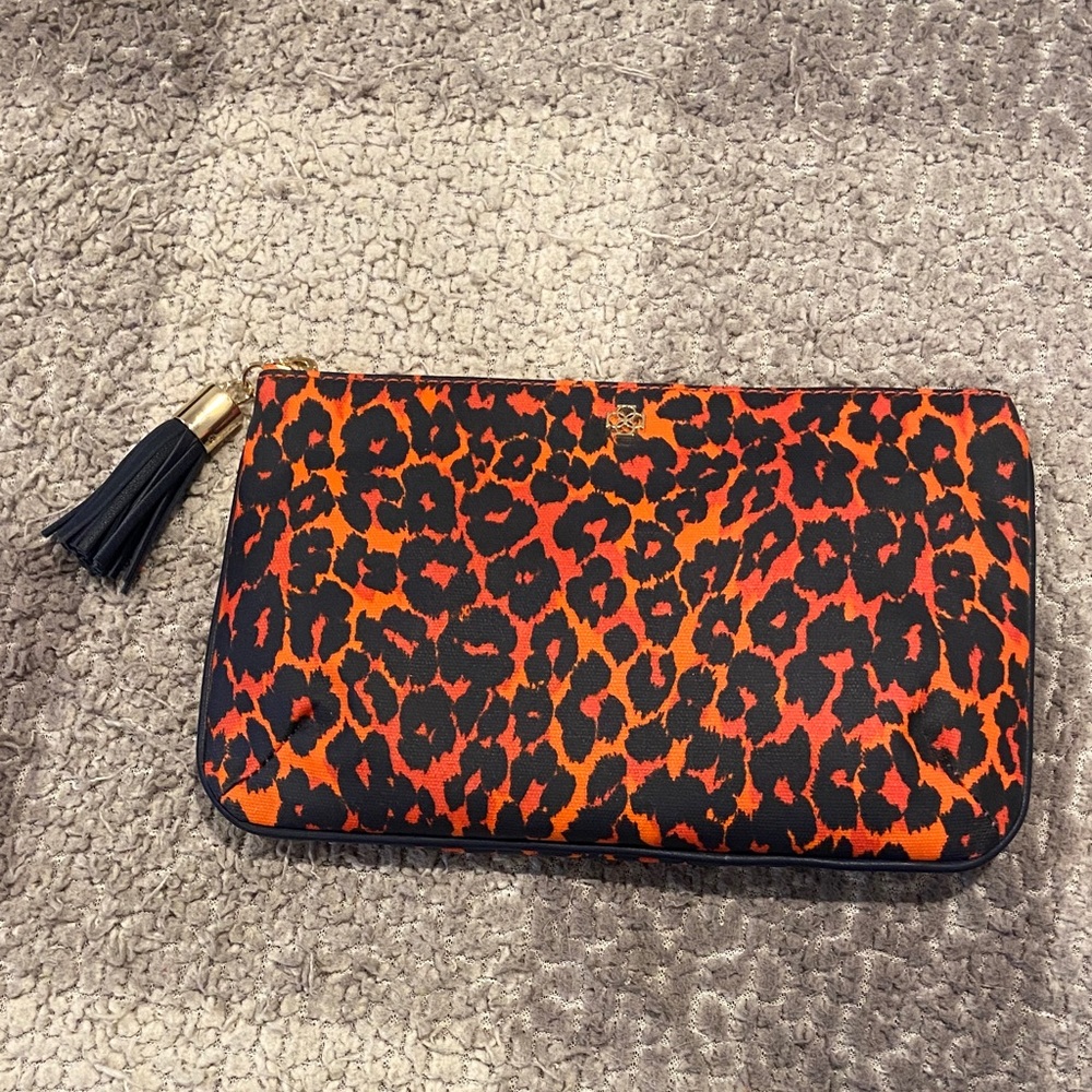 Ann Taylor Animal Print Clutch Pouch with Tassel